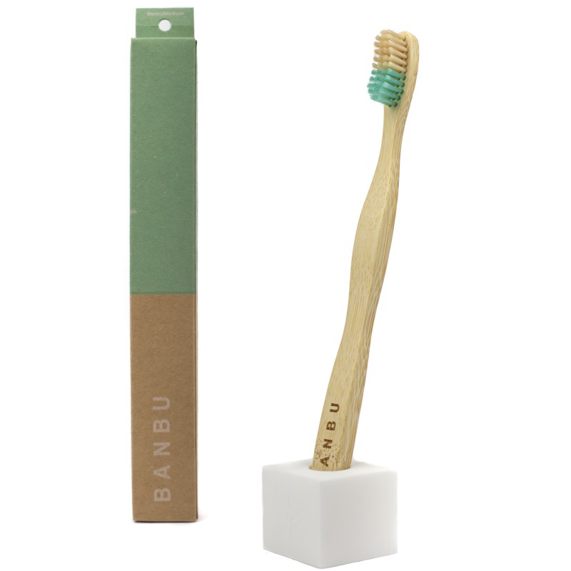 BANBU Brosse à dents en bambou vert moyen BANBU Brosse à dents en bambou vert moyen
