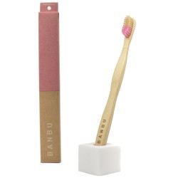 BANBU Brosse à dents en bambou rose moyen