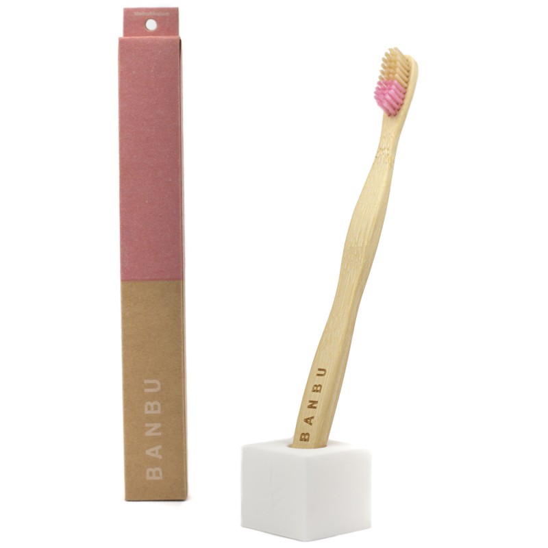 BANBU Spazzolino da denti medio in bambù rosa BANBU Spazzolino da denti medio in bambù rosa