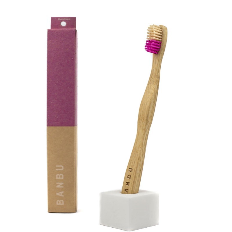 Escova de dentes de bambu duro rosa BANBU Escova de dentes de bambu duro rosa BANBU