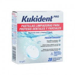 KUKIDENT Pro Pastillas Limpiadoras de Prótesis Dentales 28 Tabletas