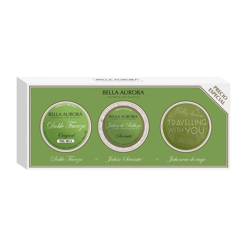 BELLA AURORA Pack Double Force Peau Sèche + Savon Sérénité + CADEAU Porte Savon de Voyage