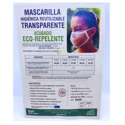 Mascarilla Reutilizable Transparente Certificada Eco-Repelente Color Negro Talla S - BEYFE