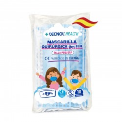 Mascarillas Quirúrgicas Niños Fabricadas en España Tipo IIR Pack 10 Unidades TECNOL HEALTH