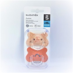 SUAVINEX Fusion Schnuller Anatomischer Silikonsauger +18M 2 Einheiten (Regenbogenrosa)