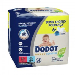 DODOT Sensitive Toallitas para Bebés 6x54 (324 toallitas)