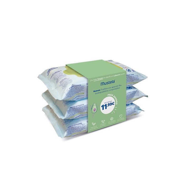 MUSTELA BIO Avocado Reinigungstücher Pack 3x60 (180 Stück) SPARPAKET MUSTELA BIO Avocado Reinigungstücher Pack 3x60 (180 Stück) SPARPAKET