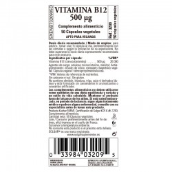 SOLGAR Vitamin B12 500μg (Cyanocobalamin) 50 vegetable capsules