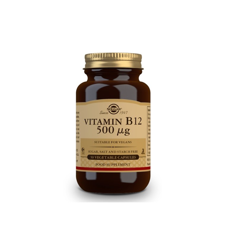 SOLGAR Vitamin B12 500μg (Cyanocobalamin) 50 Gemüsekapseln SOLGAR Vitamin B12 500μg (Cyanocobalamin) 50 Gemüsekapseln