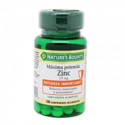 NATURE'S BOUNTY Zinc Máxima Potencia 25mg (100 Comprimidos Recubiertos)