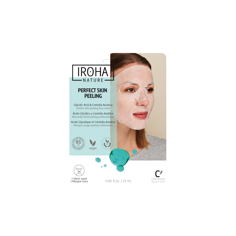 IROHA NATURE Perfect Skin Peeling Tissue Gesichtsmaske mit Glykolsäure 1 Einheit IROHA NATURE Perfect Skin Peeling Tissue Gesichtsmaske mit Glykolsäure 1 Einheit