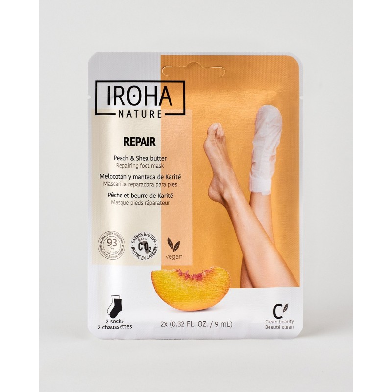 IROHA NATURE Repairing Socks Mask with Peach and Shea Butter 2 units