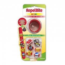 REPEL BITE Bracciale Citronella per bambini + Spille decorative Rosso