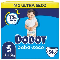 DODOT Pañal Bebé-Seco Talla 5 (11-16 Kg) 34 unidades