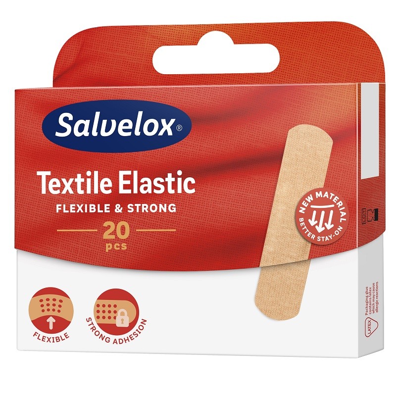 SALVELOX Textile Élastique 20 Pansements Tissu Souple
