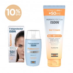 ISDIN Pack Fotoprotector Fusion Water SPF 50+ 50ml + ISDIN Fotoprotector Gel Cream SPF 50+ 250ml