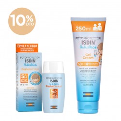 ISDIN Pack Fotoprotector Fusion Water Pediatrics SPF 50+ 50ml + Fotoprotector Gel Crema Pediatrics SPF 50+ 250ml