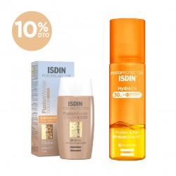 ISDIN Pack Fusion Water Color Medium SPF50 (50ml) + Fotoprotector Hydro Oil SPF 30 200ml