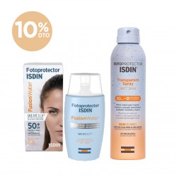 ISDIN Pack Fotoprotector Fusion Water SPF 50+ 50ml + ISDIN Fotoprotector Transparent Spray Wet Skin SPF 50+ 250ml
