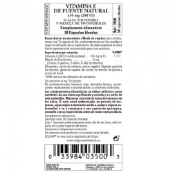 SOLGAR Vitamine E 200 UI (134 mg) 50 capsules molles