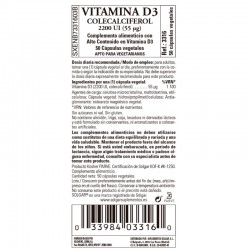 SOLGAR Vitamina D3 2200 UI (55 μg) (Colecalciferol) 50 Cápsulas Vegetales