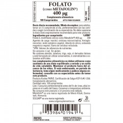 SOLGAR Metafolina Folato 400mcg (100 comprimidos)