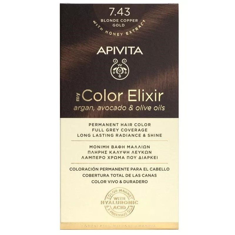 APIVITA Teinture 7.43 Blond Cuivré Doré My Color Elixir