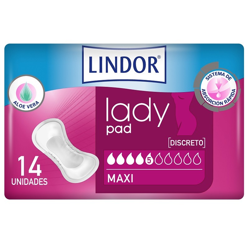 LINDOR Lady Pad Maxi 5 Gotas 14 unidades