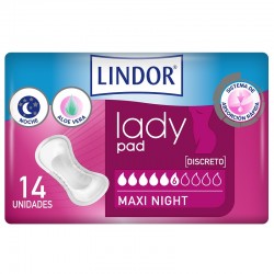 LINDOR Lady Pad Maxi Night 6 Gotas 14 unidades