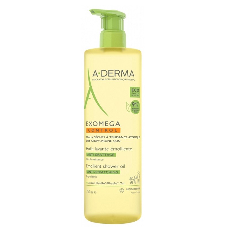 A-DERMA Exomega Control Oil Reinigendes, erweichendes Dusch- und Badeöl, 750 ml