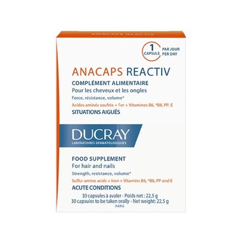 DUCRAY Anacaps Reactiv 30 cápsulas Complemento Alimenticio Fortalecedor Pelo