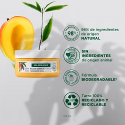 KLORANE Maschera riparatrice al burro di mango Formula vegana 150 ml