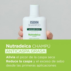 ISDIN Nutradeica Shampooing Antipelliculaire Gras Soulage les Démangeaisons 400 ml