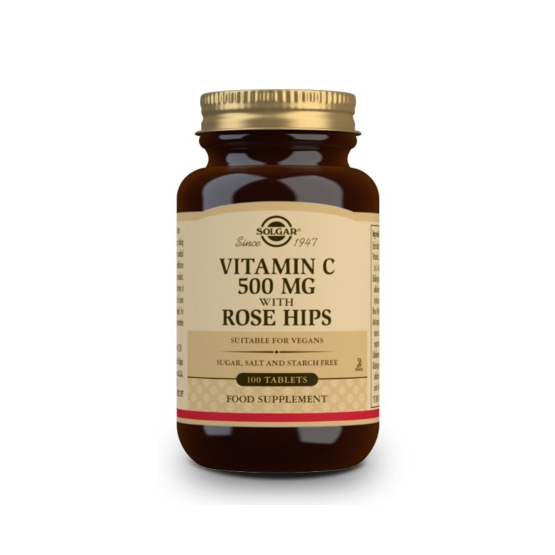 SOLGAR Vitamina C con Rose Hips (Escaramujo) 500mg (100 Comprimidos)