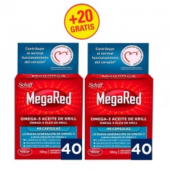 MEGARED Omega-3 Aceite de Krill 40+40 cápsulas (20 cápsulas GRATIS)