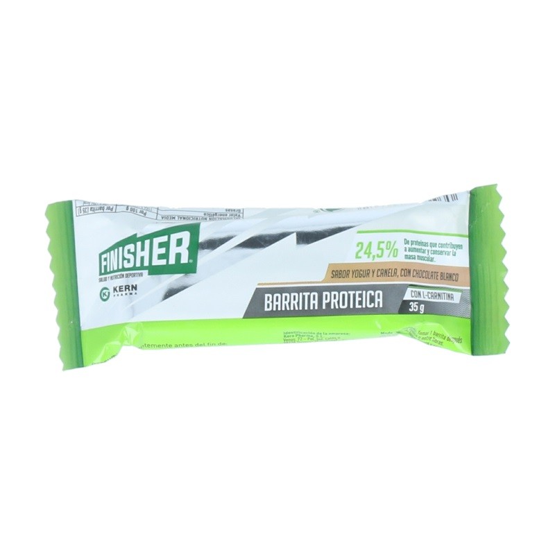 FINISHER Barretta proteica al gusto di yogurt e cannella con cioccolato bianco 1 unità. FINISHER Barretta proteica al gusto di yogurt e cannella con cioccolato bianco 1 unità.