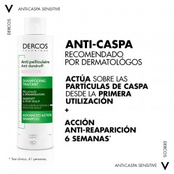 VICHY Dercos Sensitive Shampoo Anticaspa 200ml regula a descamação