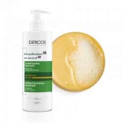 VICHY Dercos Shampoing Antipelliculaire Cheveux Secs 390 ml texture douce.