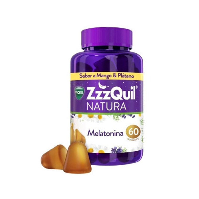VICKS ZzzQuil Natura Melatonin Sleep Aid 60 Gummies Mango & Banana Flavor