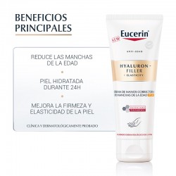 Vorteile der EUCERIN Hyaluron-Filler +Elasticity Handcreme gegen Hautunreinheiten LSF 30