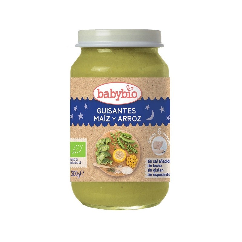 BABYBIO Gute-Nacht-Gläschen BIO Erbsen, Mais und Reis +6m 200g