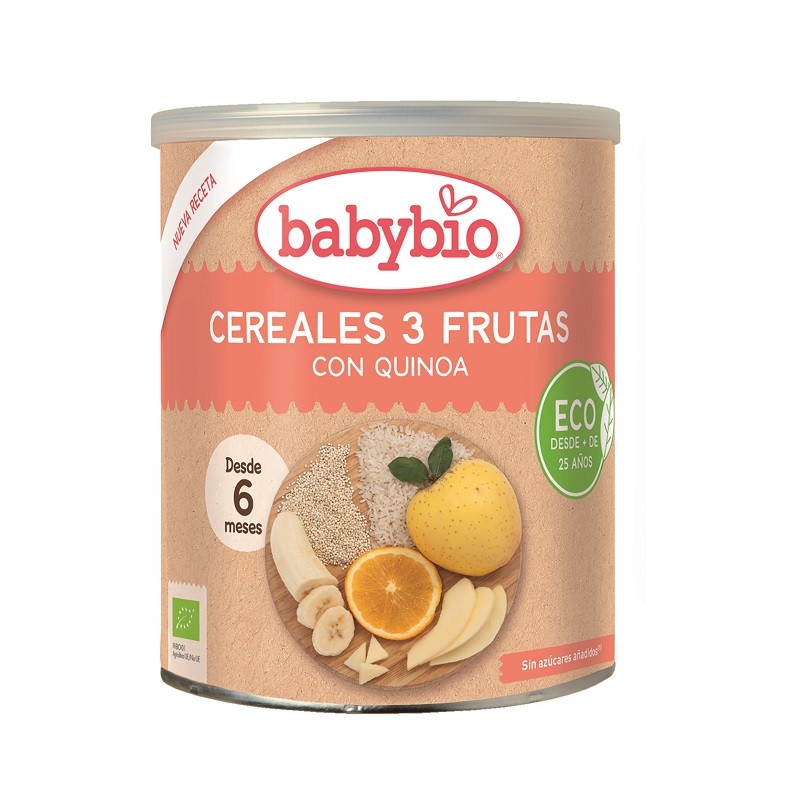 BABYBIO Cereales 3 Frutas con Quinoa BIO +6m 220g