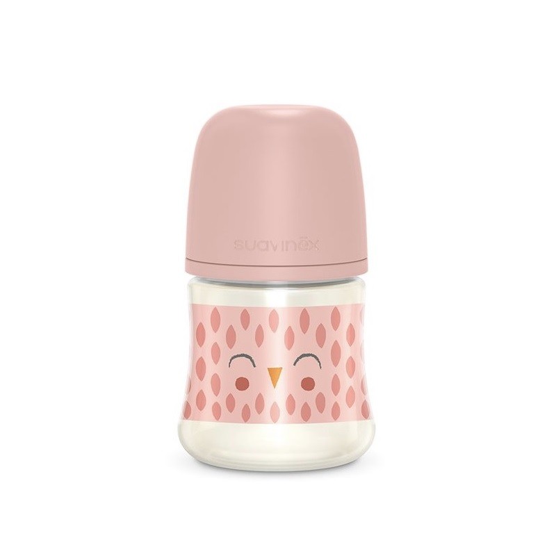SUAVINEX Premium Bonhomía Baby Bottle +0m Silicone SX Pro Physiological 150ml (Pink Owl)