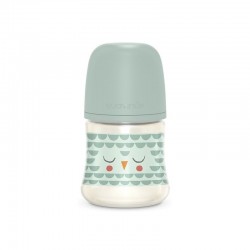 SUAVINEX Premium Bonhomía Babyflasche +0m Silikon SX Pro Physiologisch 150ml (Grüne Eule)