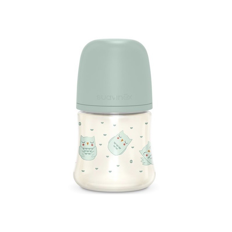 SUAVINEX Premium Bonhomía Baby Bottle +0m Silicone SX Pro Physiological 150ml (Green Owls)