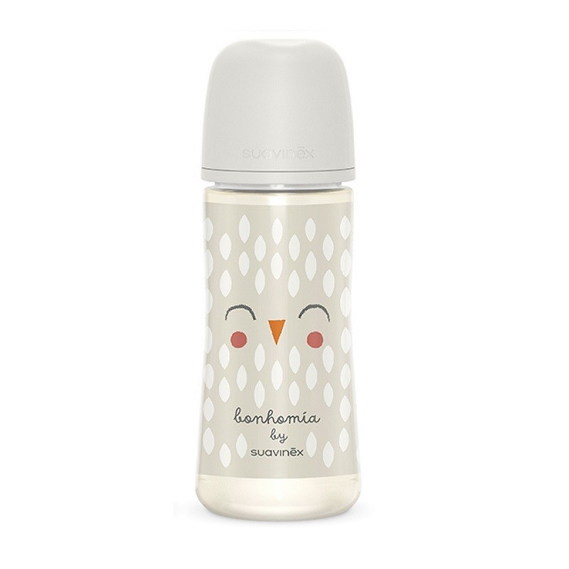 SUAVINEX Premium Bonhomía Babyflasche +6m SX Pro Physiologisches Silikon 360ml (Weiße Eule) SUAVINEX Premium Bonhomía Babyflasche +6m SX Pro Physiologisches Silikon 360ml (Weiße Eule)
