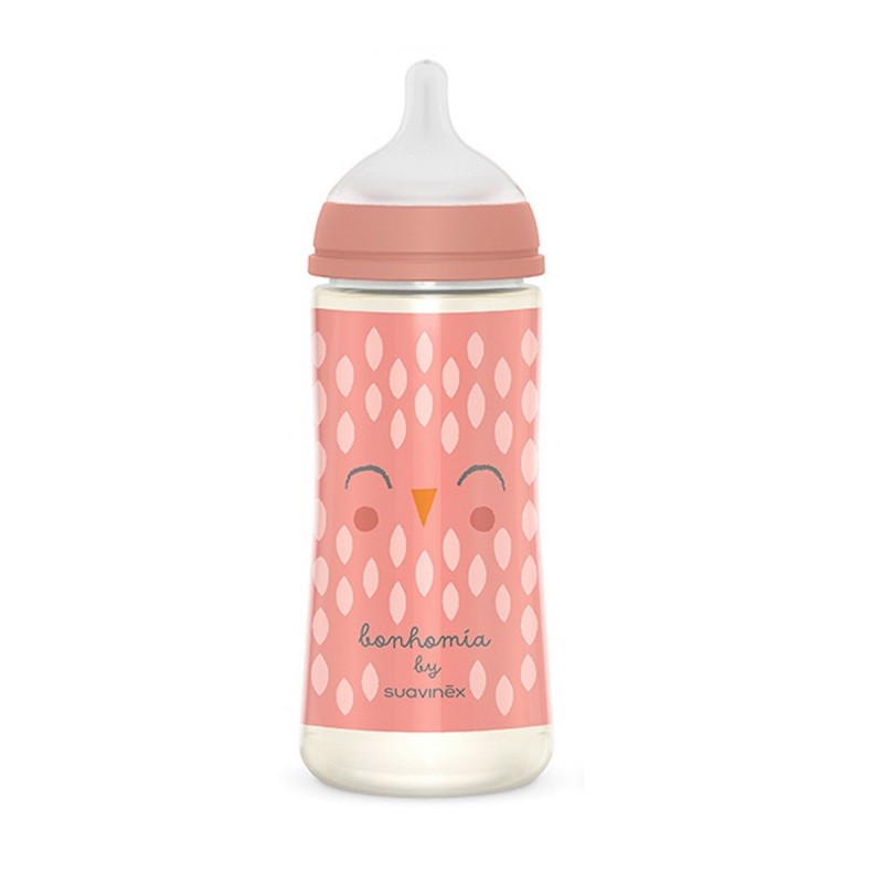 SUAVINEX Premium Bonhomía Babyflasche +6m SX Pro Physiologisches Silikon 360ml (Pink Owl) SUAVINEX Premium Bonhomía Babyflasche +6m SX Pro Physiologisches Silikon 360ml (Pink Owl)