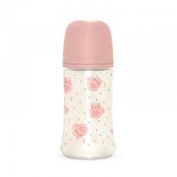 SUAVINEX Premium Bonhomía Baby Bottle +3m SX Pro Physiological Silicone 270ml (Pink Owls)