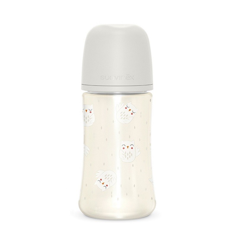 SUAVINEX Premium Bonhomía Baby Bottle +3m Silicone SX Pro Physiological 270ml (White Owls)