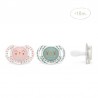 SUAVINEX Ciuccio Premium Bonhomía Tettarella fisiologica in silicone +18 mesi (Gufo Rosa)